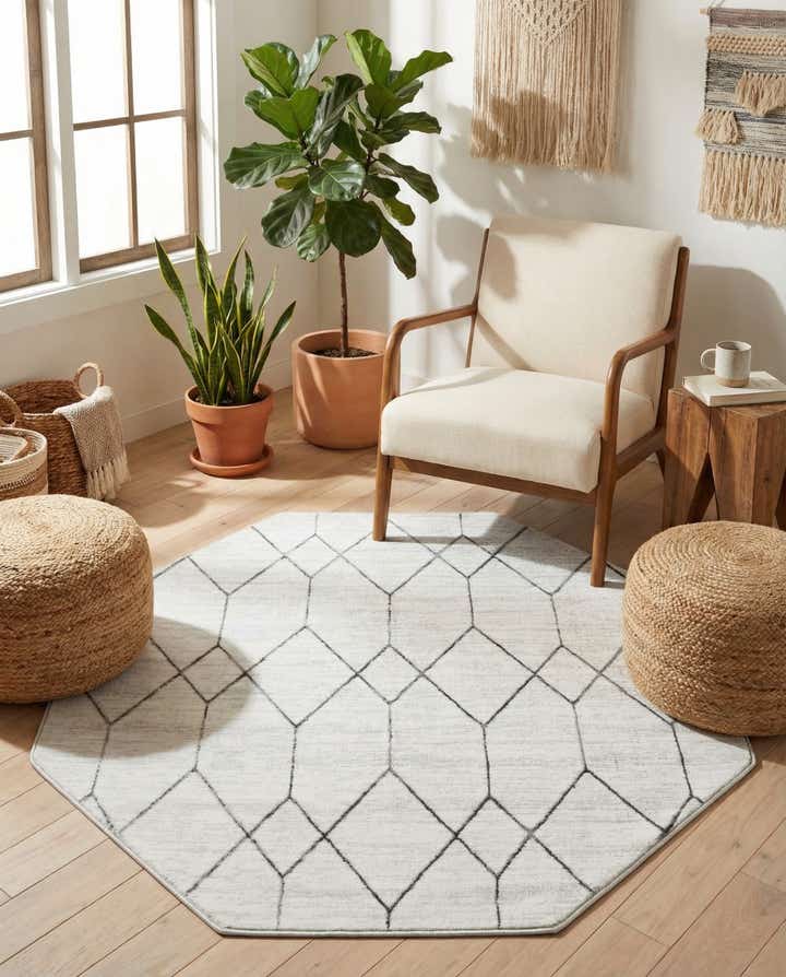 5' 3 x 5' 3 Lattice Trellis Octagon Rug