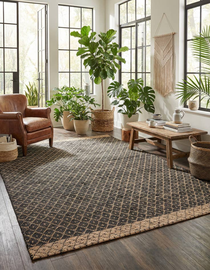 Detail image of 9' x 12' Hand Woven Chindi Trellis Rug