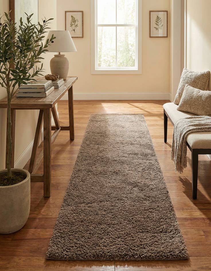 Detail image of 2' 7 x 10' Solid Shag Runner Rug