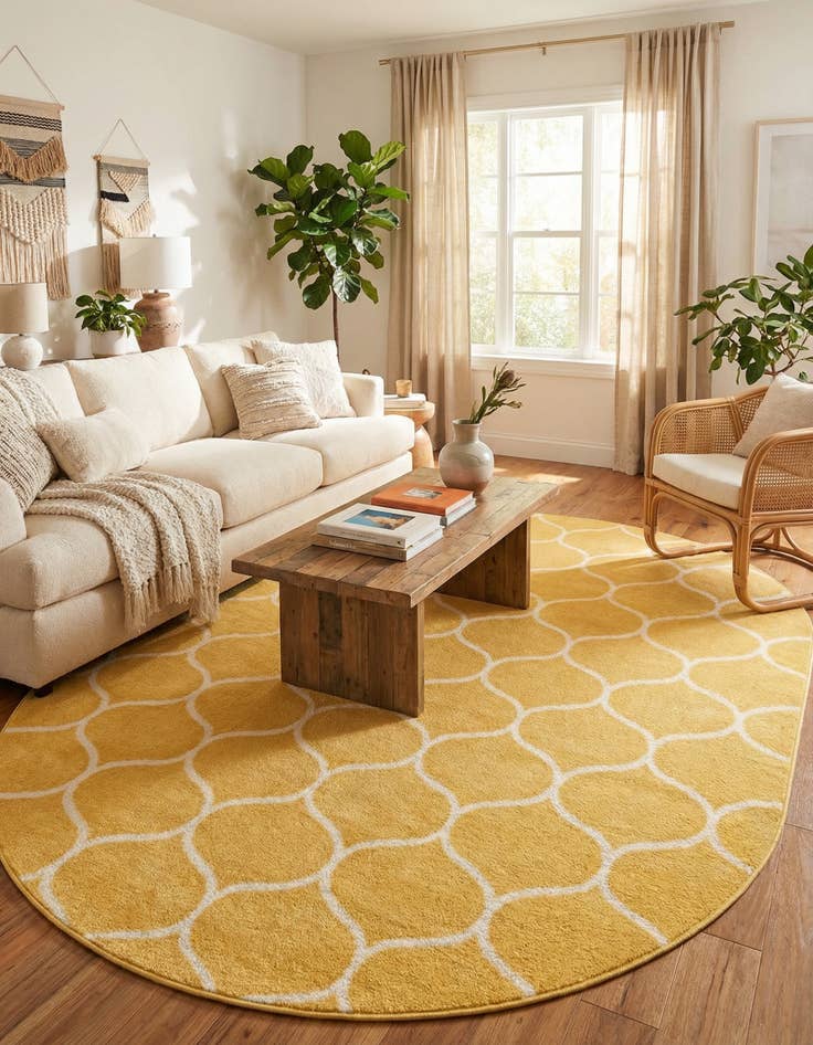 Detail image of  7' 10 x 10' Lattice Frieze Oval Rug