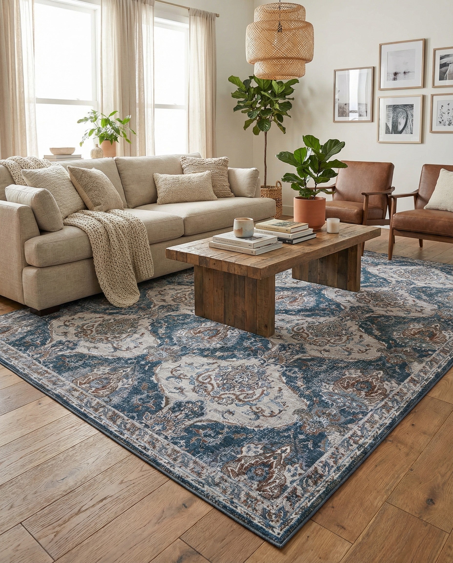 Blue and Ivory Yara Rug