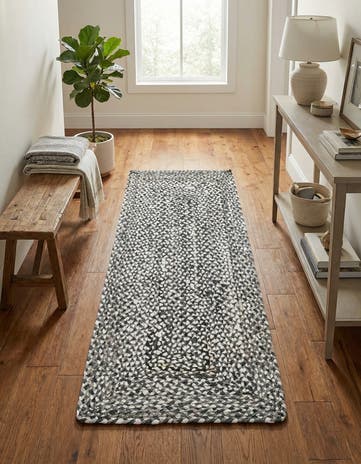 2' 6 x 6' 1 Handmade Braided Chindi Runner Rug