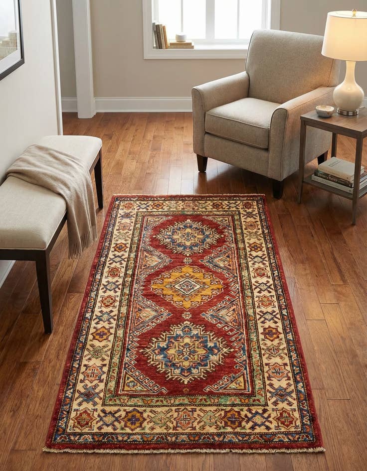 Detail image of 2' 7 x 4' 3 Hand Knotted Kazak Oriental Rug