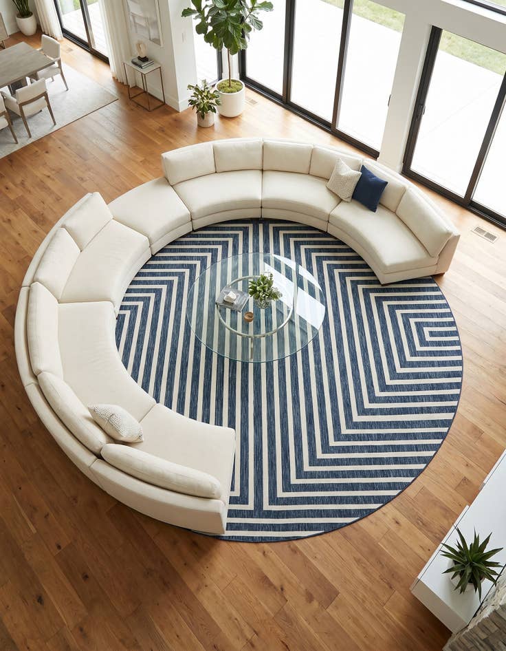 Detail image of 12' x 12' Easy-Clean Modern Indoor / Outdoor Round Rug