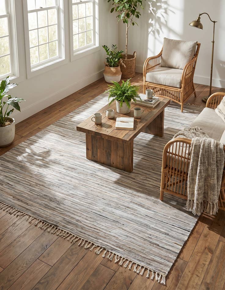 Detail image of 9' x 12' Hand Woven Chindi Cotton Rug