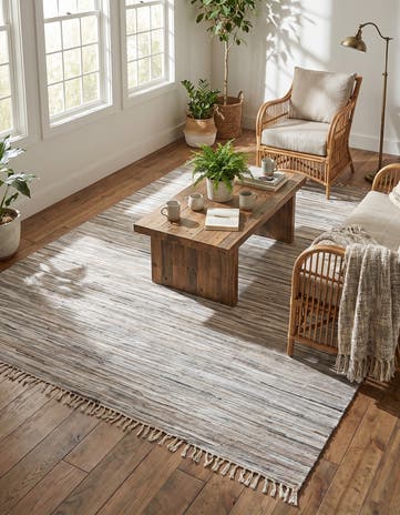 Gray Hand Woven Chindi Cotton Rug