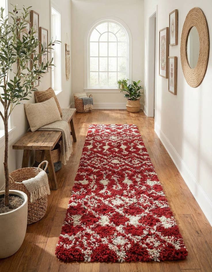 Detail image of 2' 7 x 12' Moroccan Trellis Shag Runner Rug