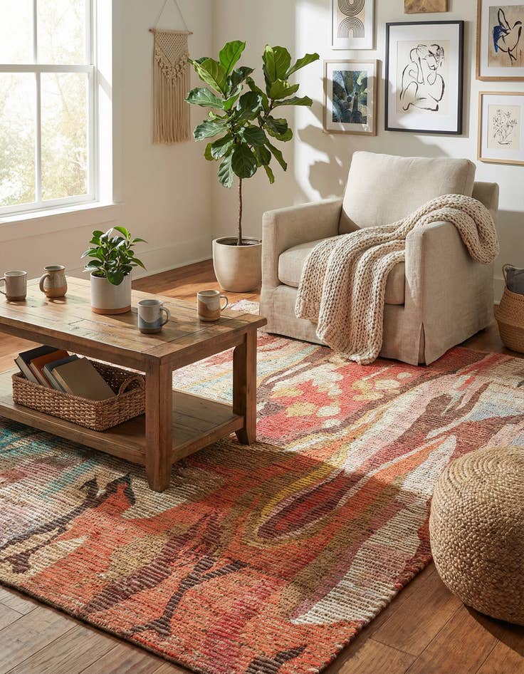 Detail image of  4' 1 x 6' 1 Chenille Jute Rug