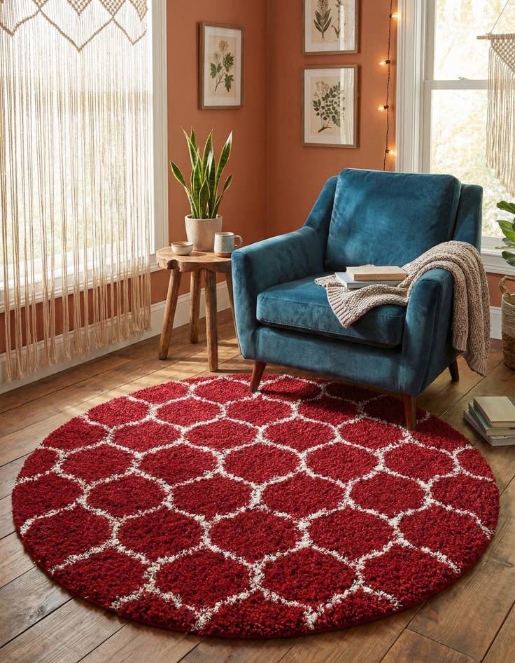 Detail image of 6' x 6' Trellis Shag Round Rug