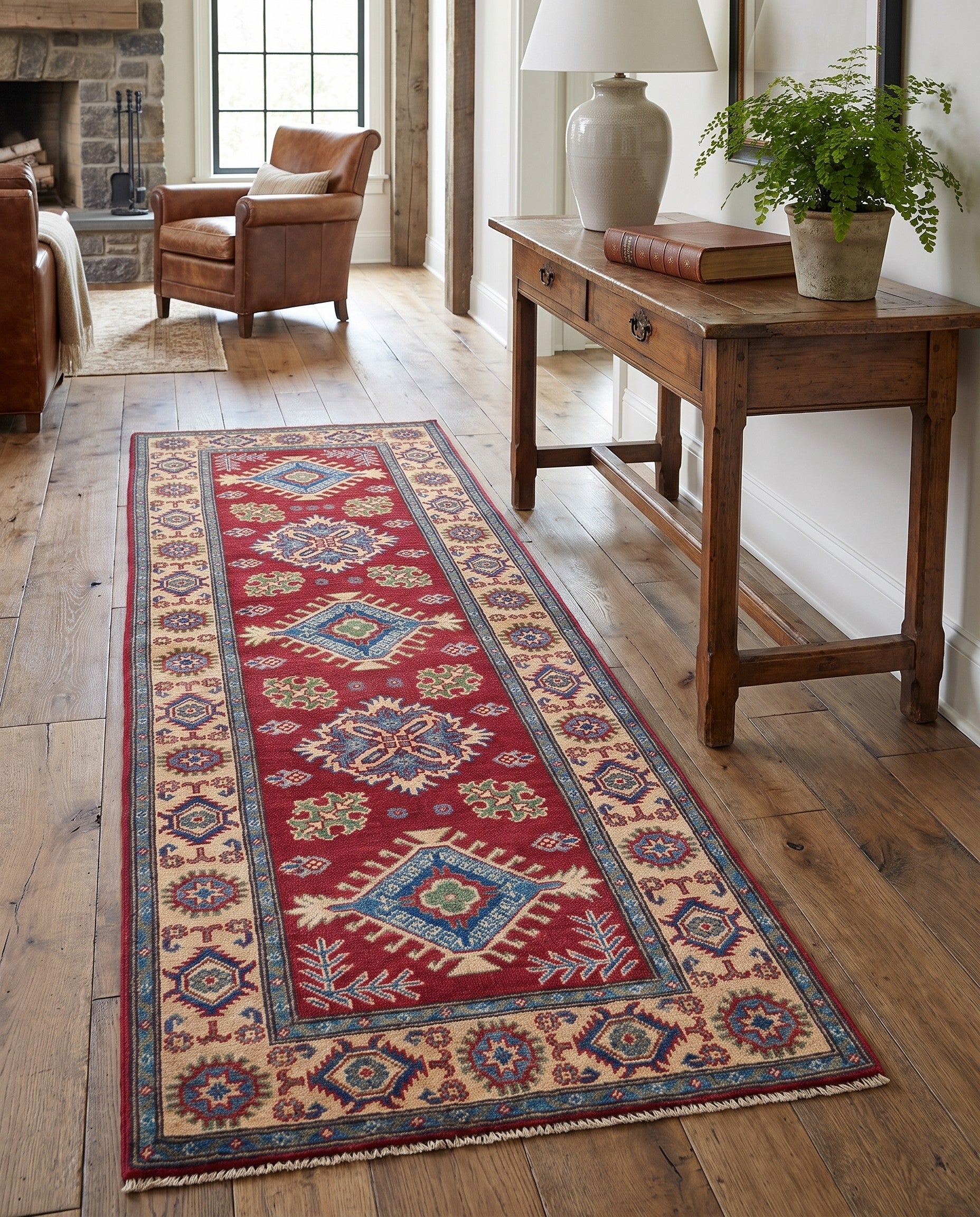 80cm x 240cm Hand Knotted Kazak Runner Rug