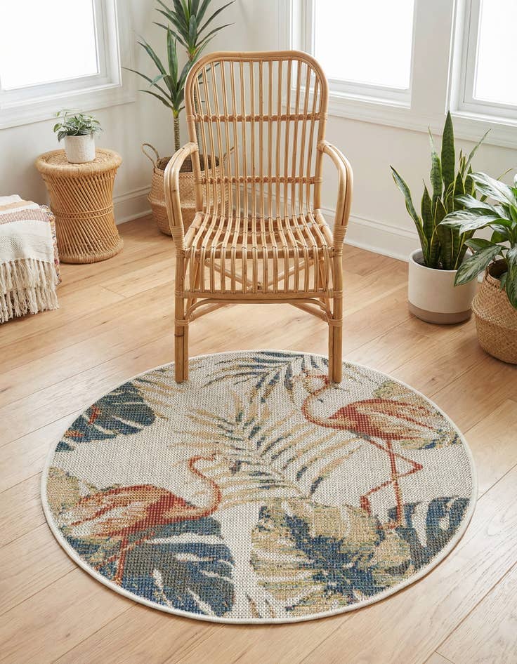 Detail image of  3' 3 x 3' 3  Washable Baja Indoor / Outdoor Round Rug