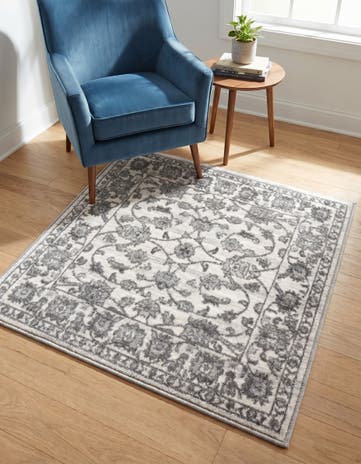 white Gray Boston Square Rug