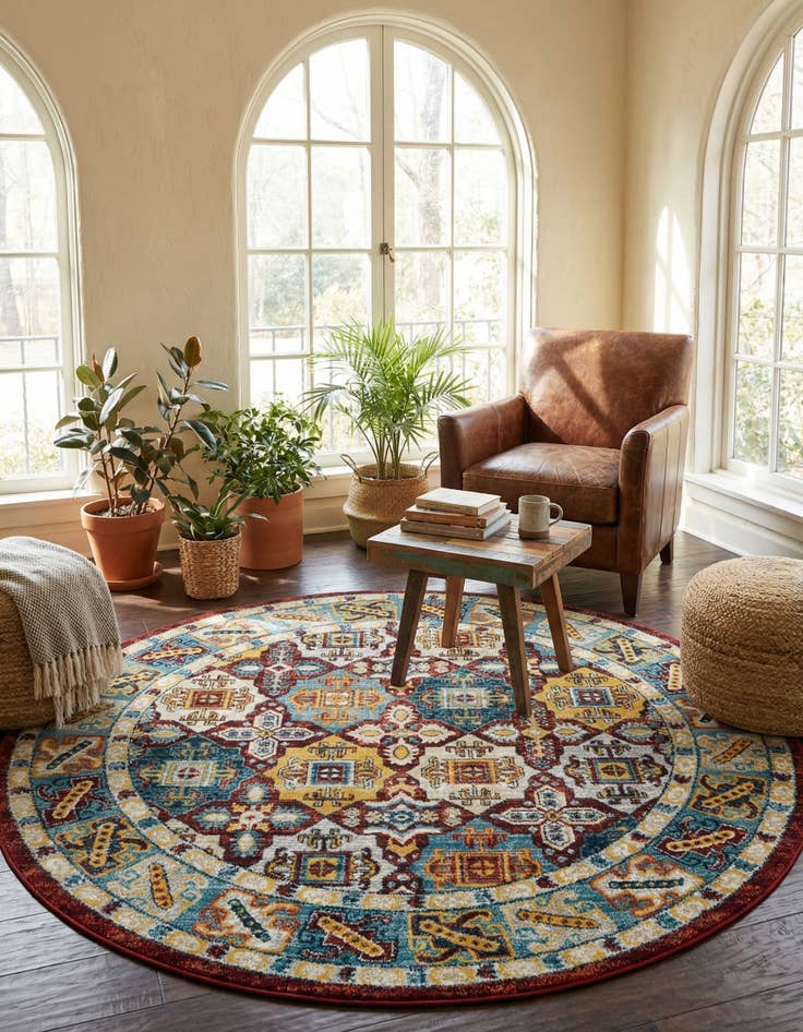 Detail image of  5' 3 x 5' 3 Kamala Washable Round Rug