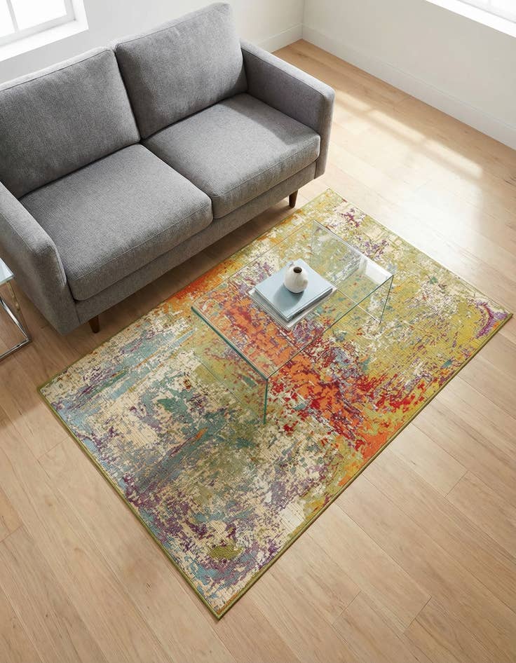 Detail image of 3' 3 x 5' 3 Washable Modern Indoor / Outdoor Rug