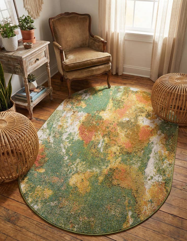 Detail image of 4' 1 x 6' 1 Washable Haerfest Oval Rug