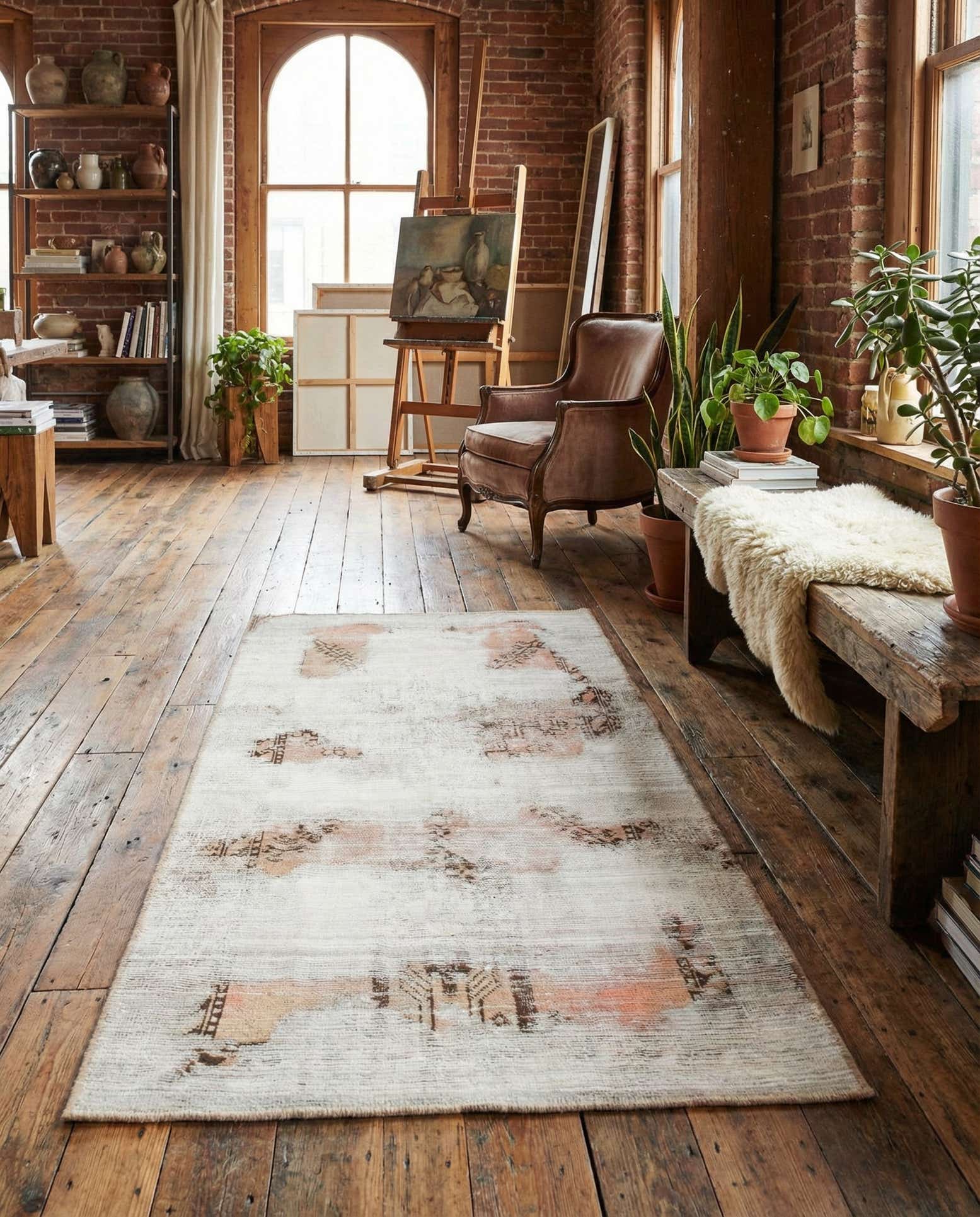 110cm x 195cm Handgeknüpft Ultra Vintage Persisch Wolle Läufer Teppich