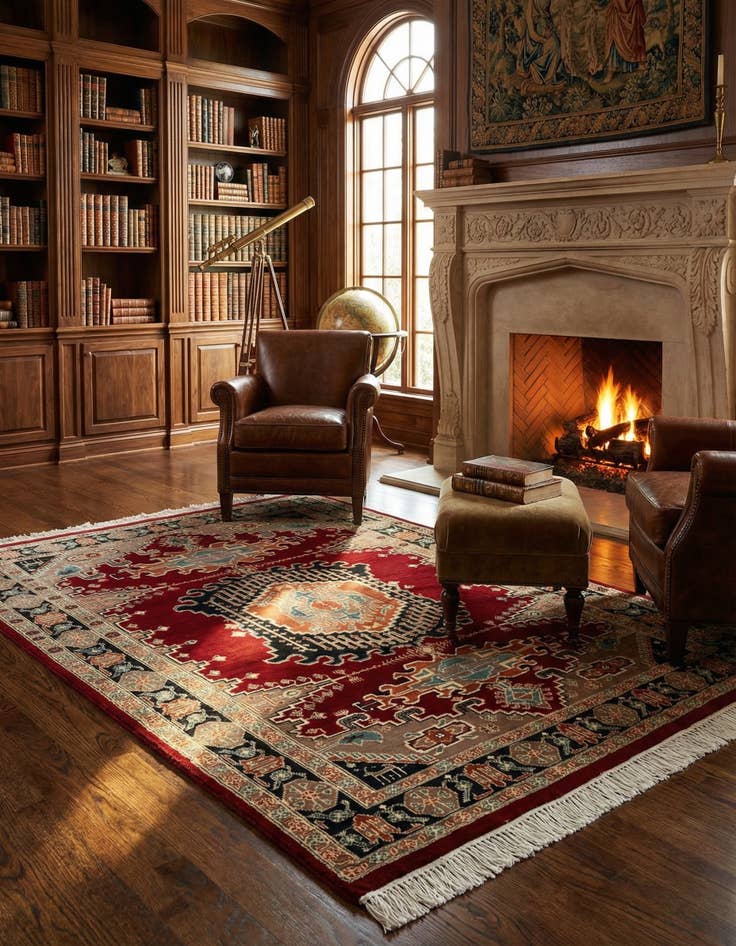 Detail image of 4' 3 x 6' 5 Hand Knotted Lahour Oriental Rug