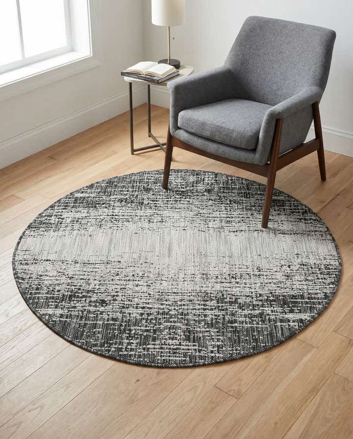 4' x 4' Easy-Clean Modern Indoor / Outdoor Round Rug