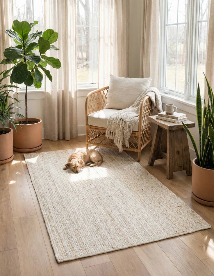 Detail image of 3' 3 x 5' 1 Handmade Braided Jute Rug