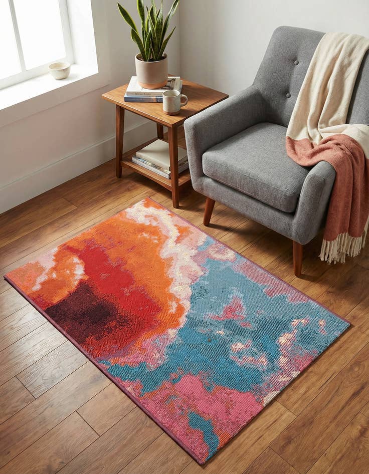 Detail image of 2' x 3' 1  Washable Modern Indoor / Outdoor Rug