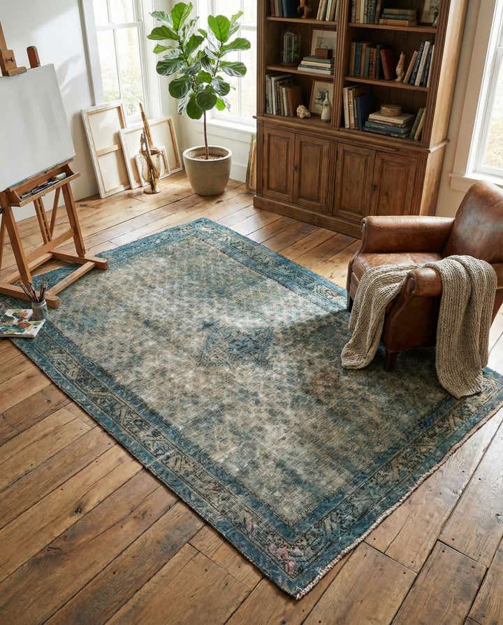 4' 1 x 6' 9 Hand Knotted Ultra Vintage Persian Wool Rug