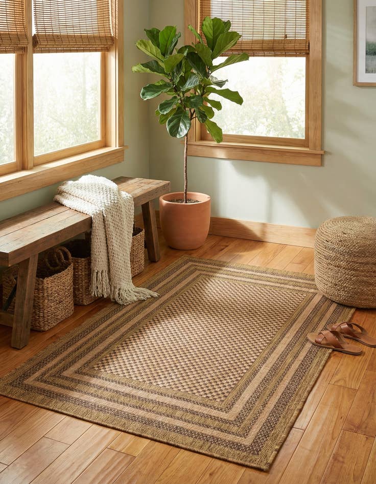 Detail image of 3' 3 x 5' Washable Border Indoor / Outdoor Rug