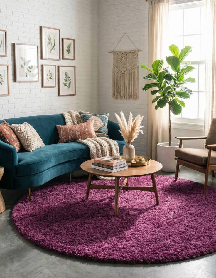 Detail image of 7' 10 x 7' 10 Solid Shag Round Rug