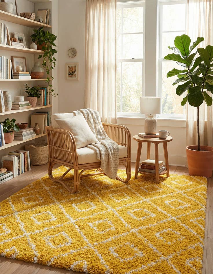 Detail image of 6' x 6' Lattice Shag Square Rug