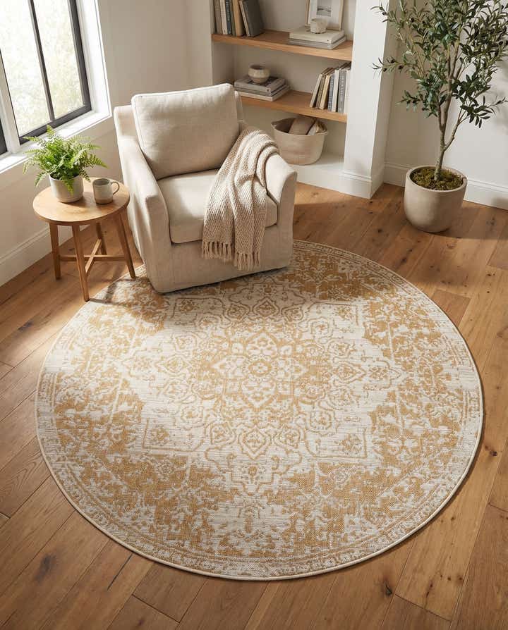 6' 7 x 6' 7 Easy-Clean Jill Zarin Dubai Indoor / Outdoor Round Rug