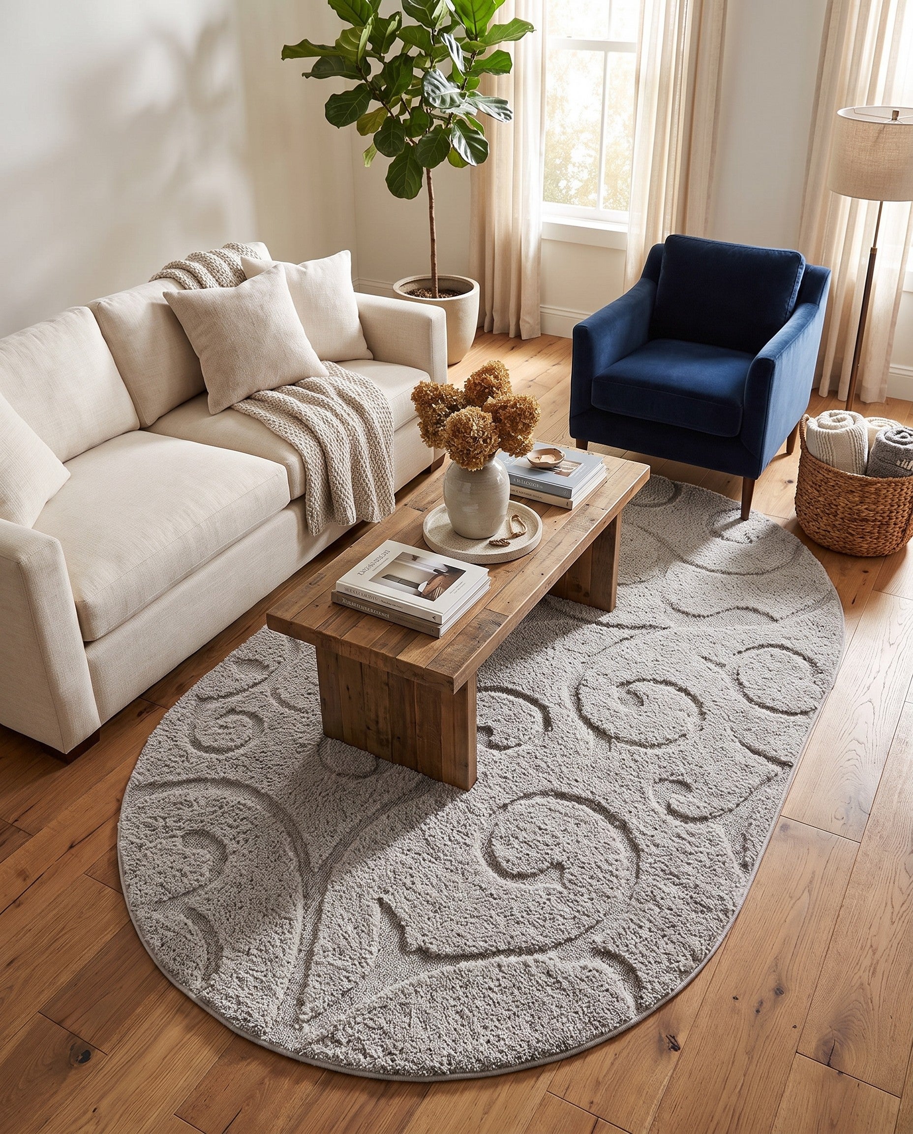 5' x 8' Floral Shag Oval Rug