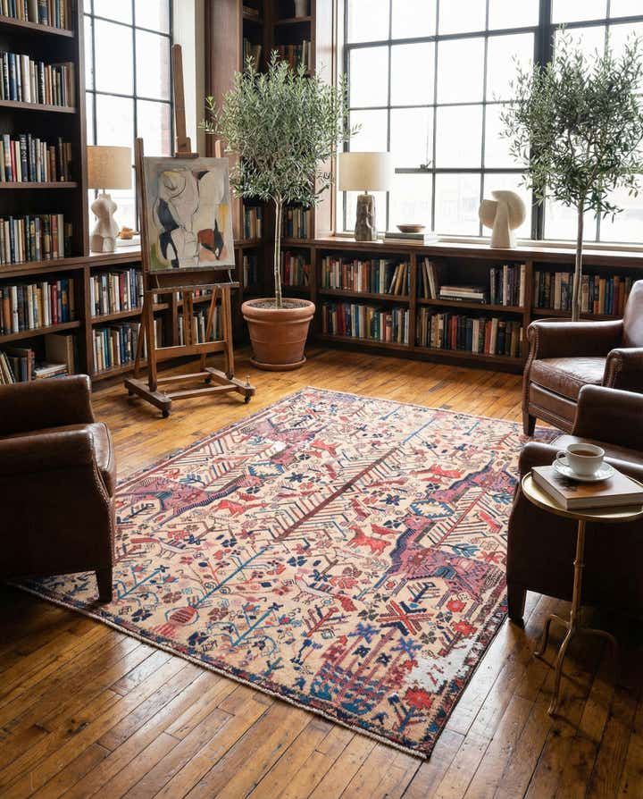 4' 7 x 6' Hand Knotted Ultra Vintage Persian Wool Rug