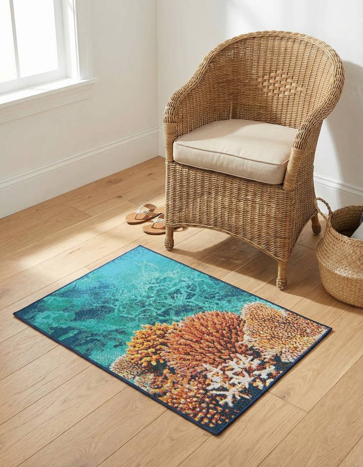 Detail image of 2' x 3' Washable Coastal Indoor / Outdoor Rug