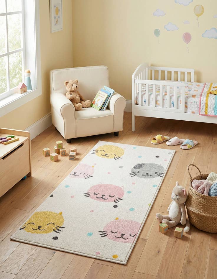 Detail image of 2' 2 x 4' Cats Whimsy Kids Runner Rug
