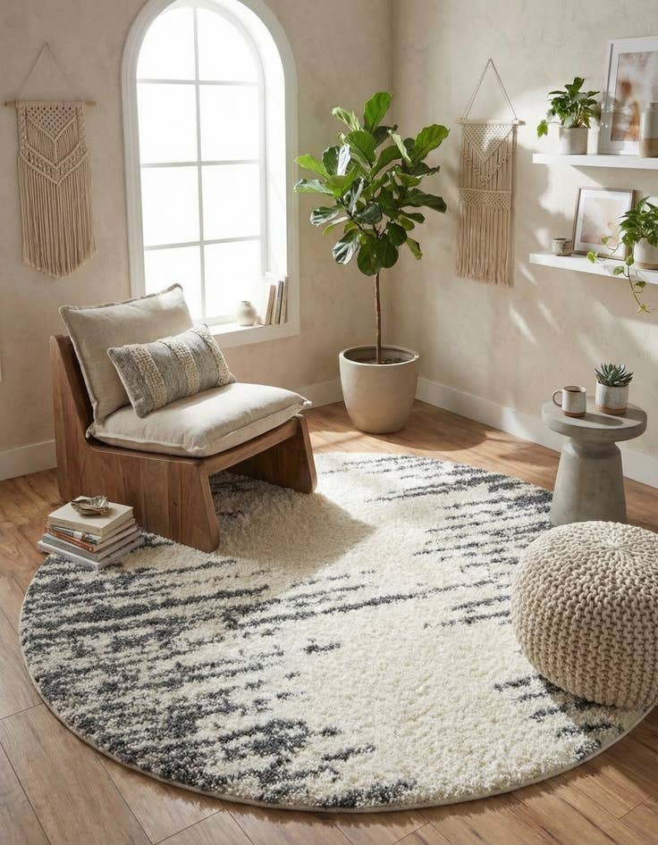 Detail image of 7' x 7' Serenity Shag Round Rug