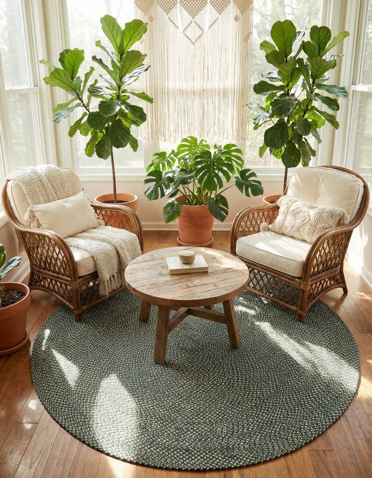 Detail image of 7' 10 x 7' 10 Handmade Tweed Braided Jute Round Rug