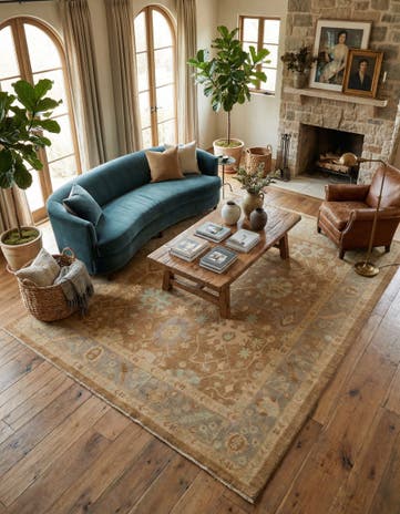 8' 3 x 9' 9 Hand Knotted Oushak Wool Rug