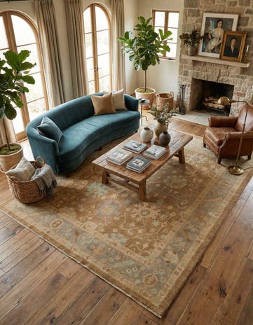 8' 3 x 9' 9 Hand Knotted Oushak Wool Rug