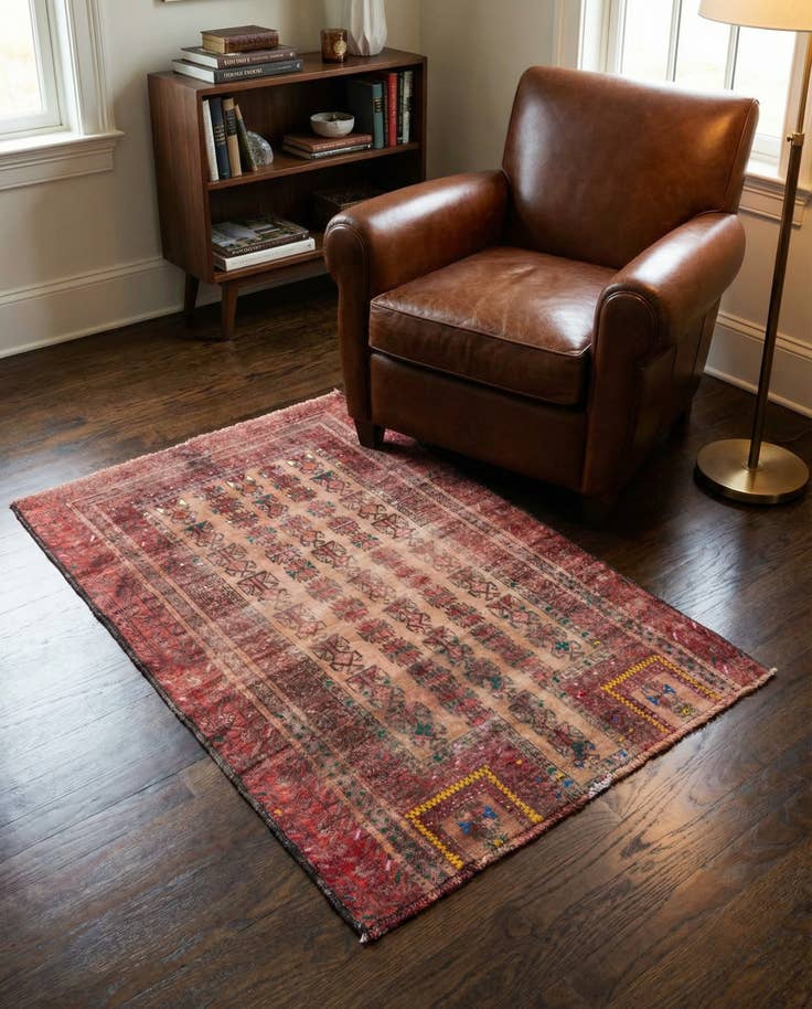 Detail image of 2' 10 x 4' Hand Knotted Ultra Vintage Persian Wool Rug