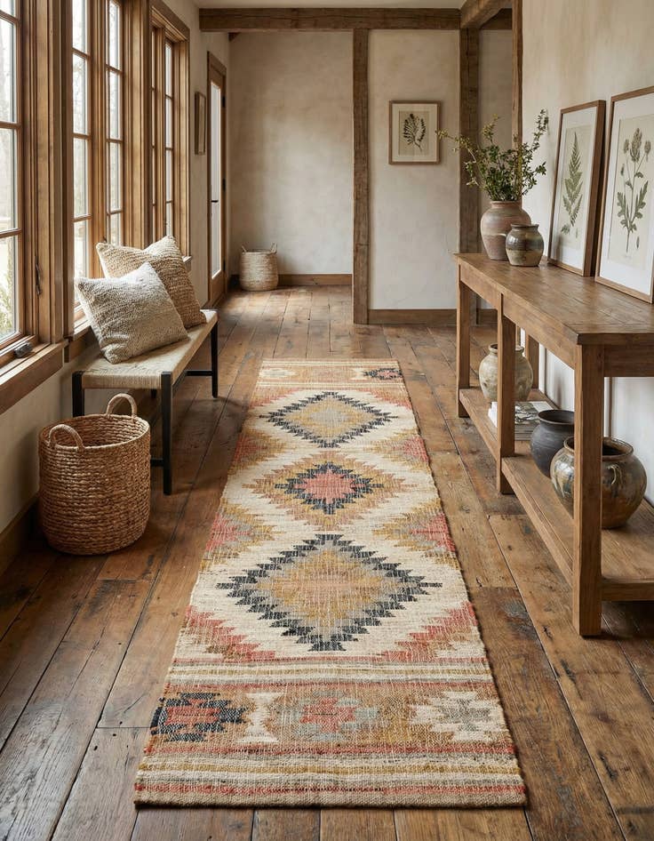 Detail image of  2' 7 x 10'  Hand Woven Kilim Jute Runner Rug