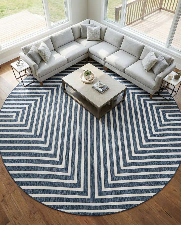 12' x 12' Easy-Clean Modern Indoor / Outdoor Round Rug