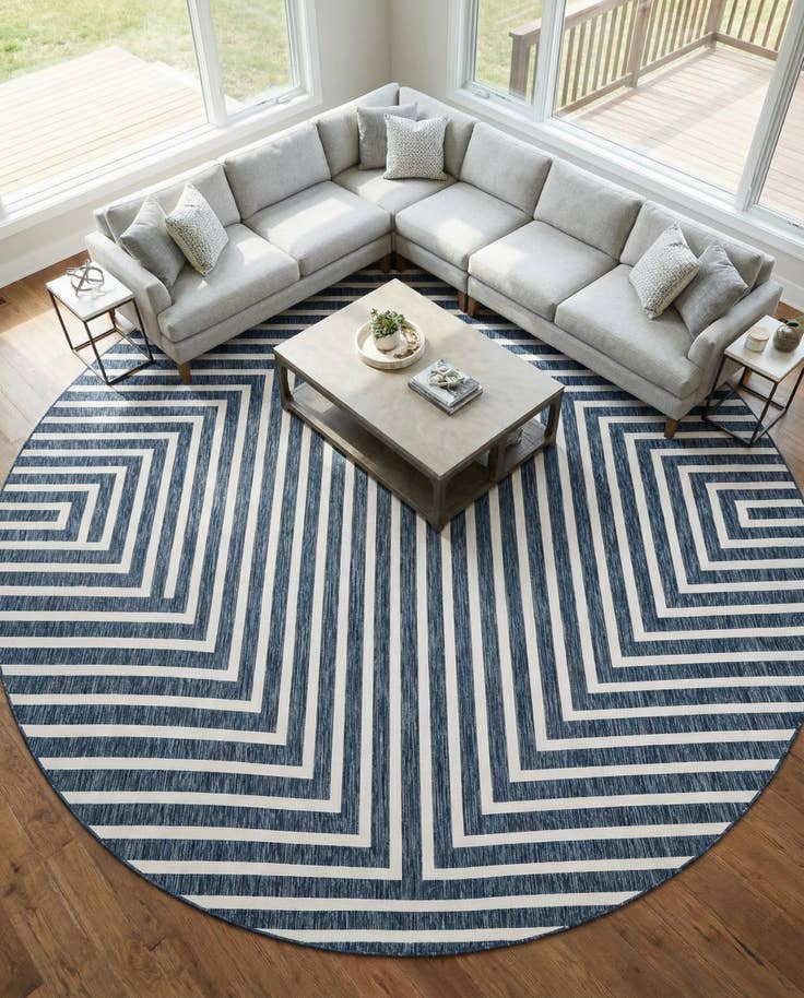Detail image of 12' x 12' Easy-Clean Modern Indoor / Outdoor Round Rug