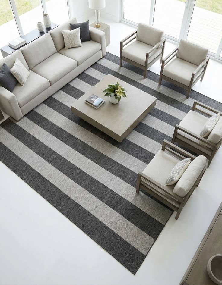 Detail image of 10' x 10' Easy-Clean Ribbon Indoor / Outdoor Square Rug