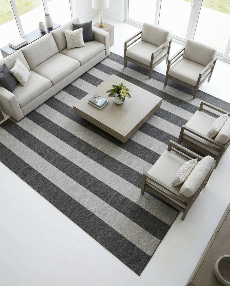 Detail image of 10' x 10' Easy-Clean Ribbon Indoor / Outdoor Square Rug