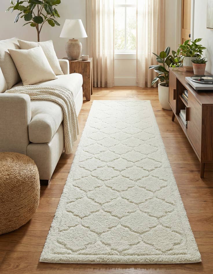 Detail image of 2' 7 x 10' Trellis Shag Runner Rug