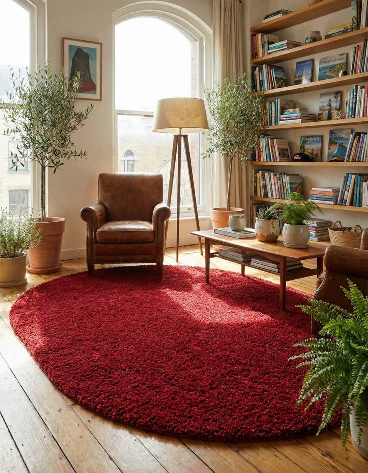 Detail image of 7' 10 x 10' Solid Shag Oval Rug