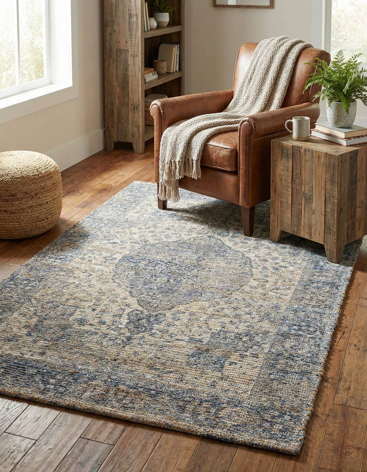 Detail image of 4' 1 x 6' 1  Hand Woven Chenille Jute Rug