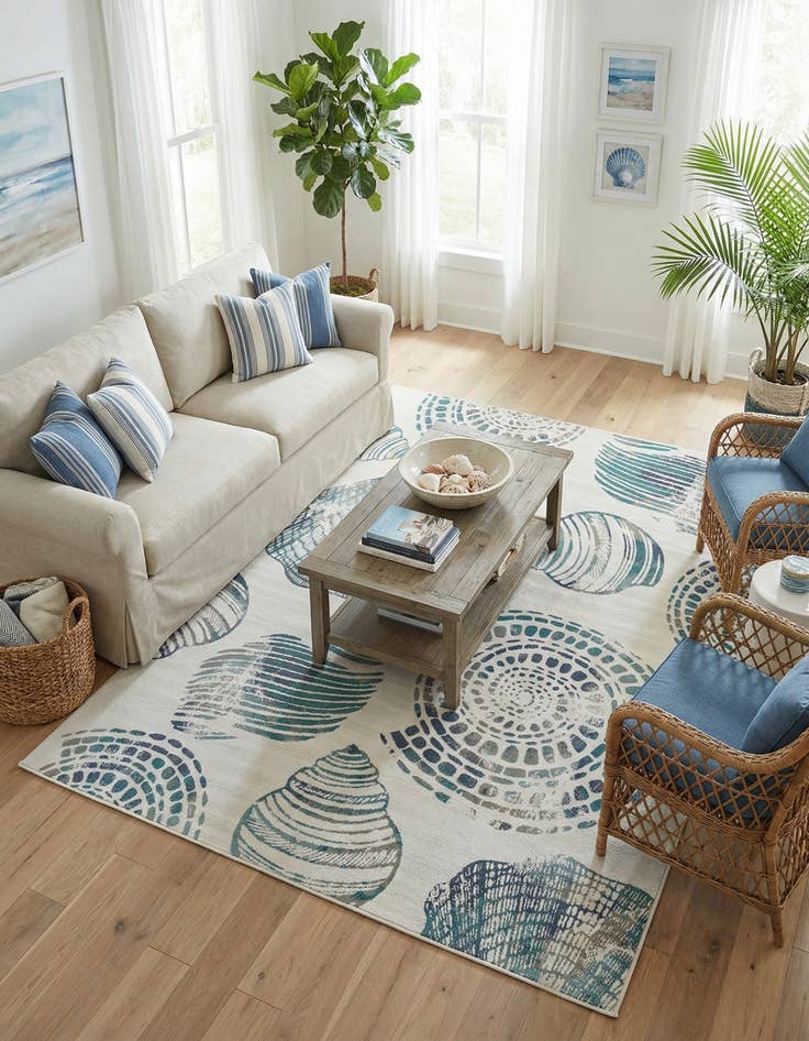 Detail image of 9' x 12' Easy-Clean Coastal Indoor / Outdoor Rug