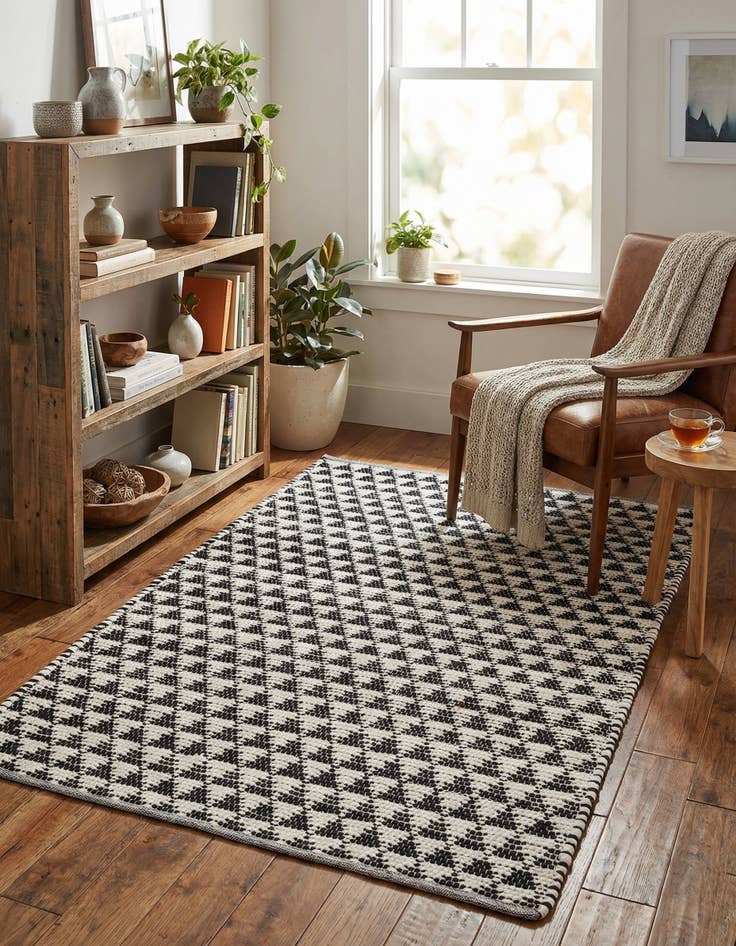 Detail image of 4' 1 x 6' 1 Hand Woven Chindi Jute Rug