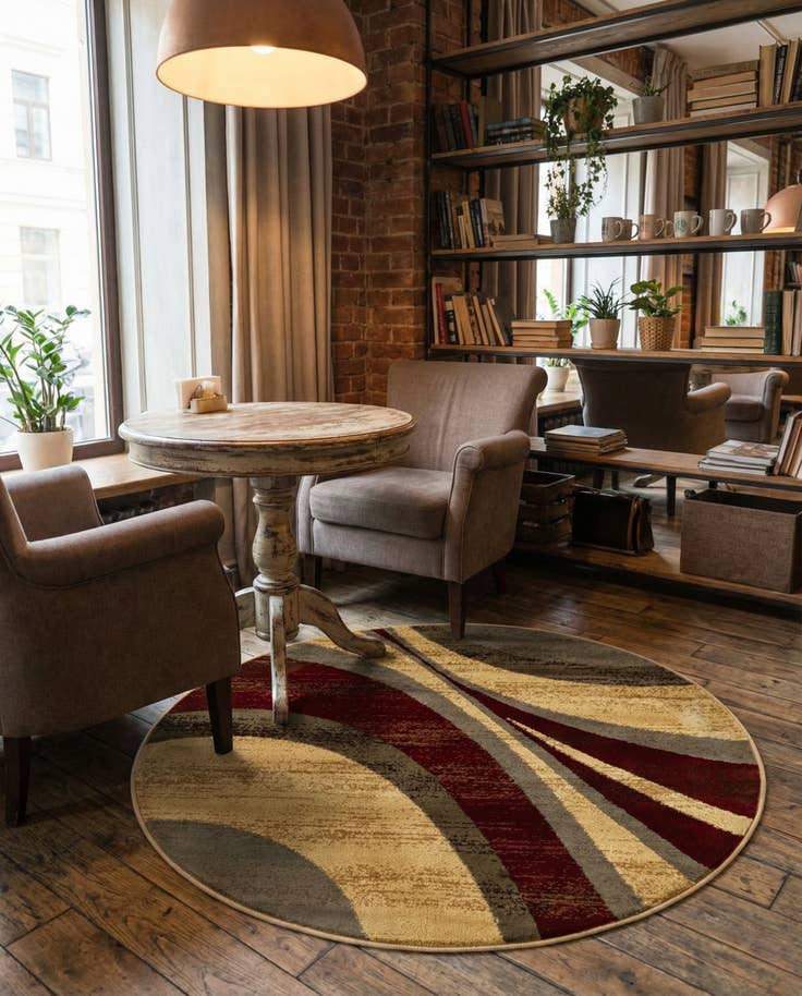 Detailansicht von 125cm x 125cm Coffee Shop Rund Teppich