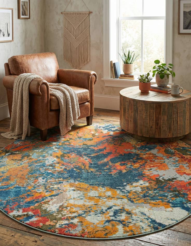 Detail image of 7' x 7' Washable Vivid Round Rug